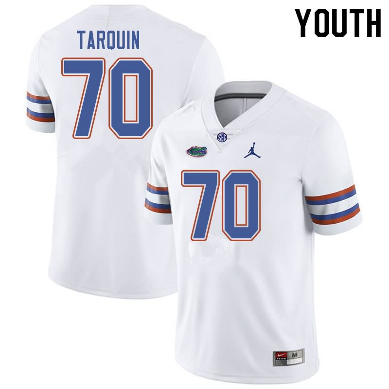 NCAA Florida Gators Michael Tarquin Youth #70 Jordan Brand White Stitched Authentic College Football Jersey DUX8764WJ